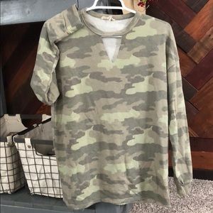 Pullover sweatshirt with v cutout